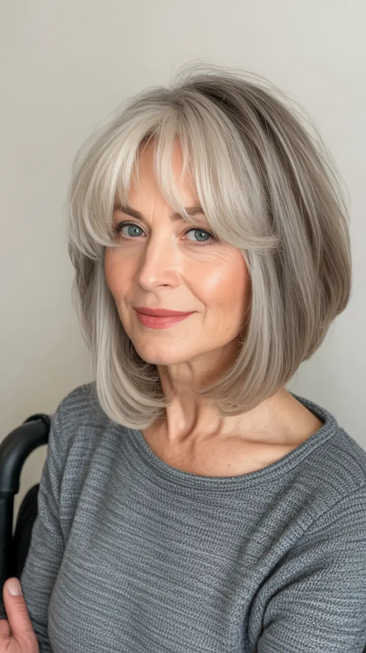 Fall hairstyles for women over 50 Polished Layered Lob