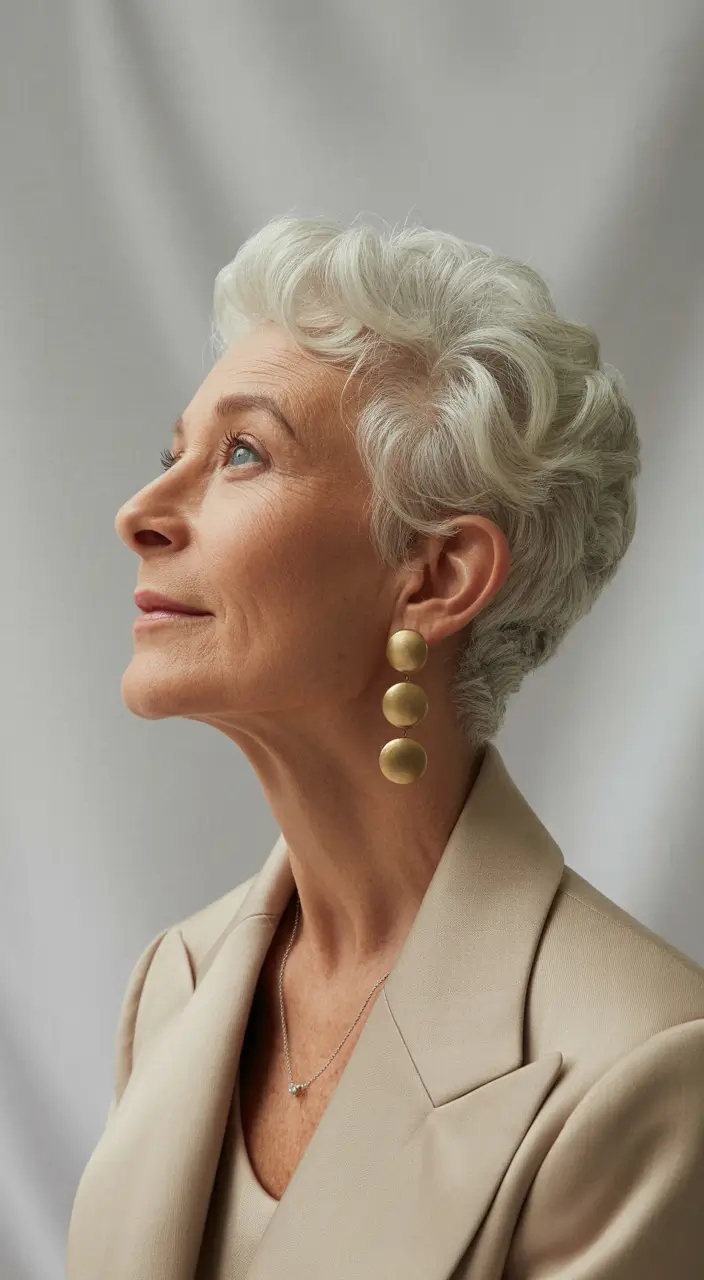 Fall hairstyles for women over 50 Graceful Silver Pixie