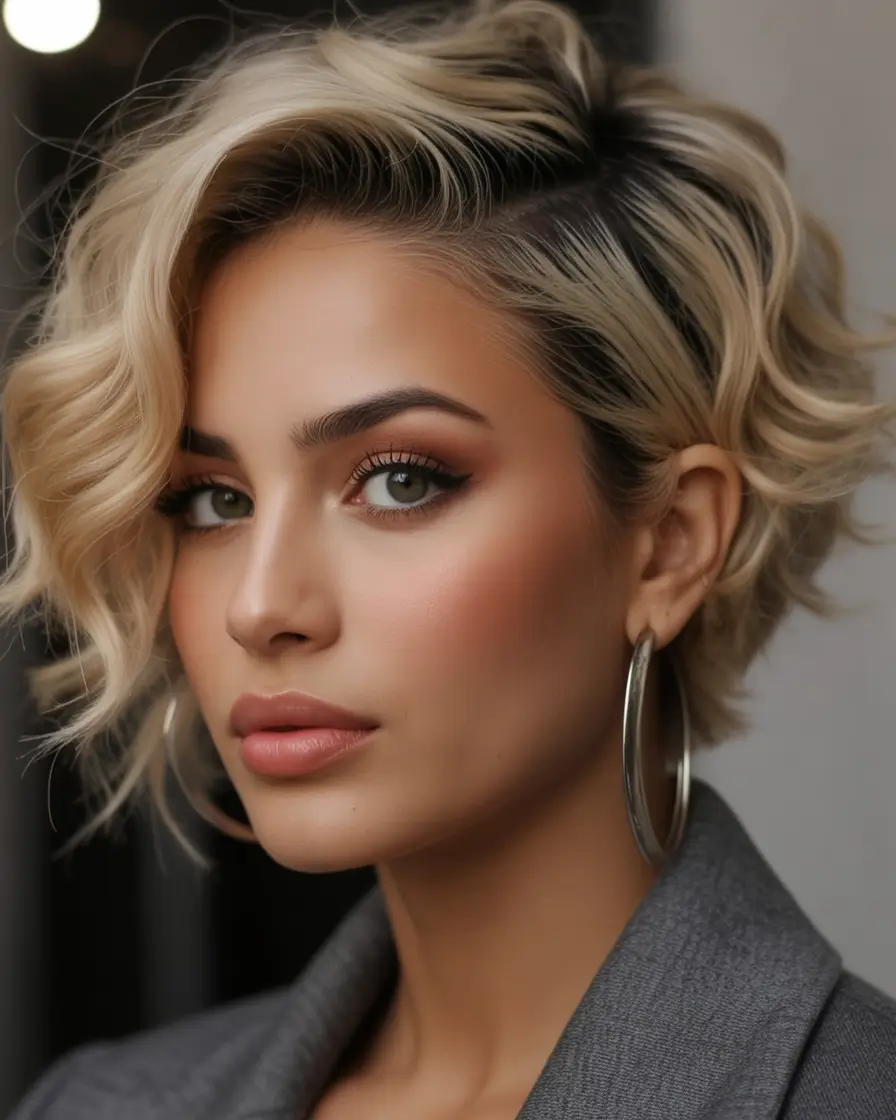 autumn fall haircuts Soft Blonde Waves with Side Part