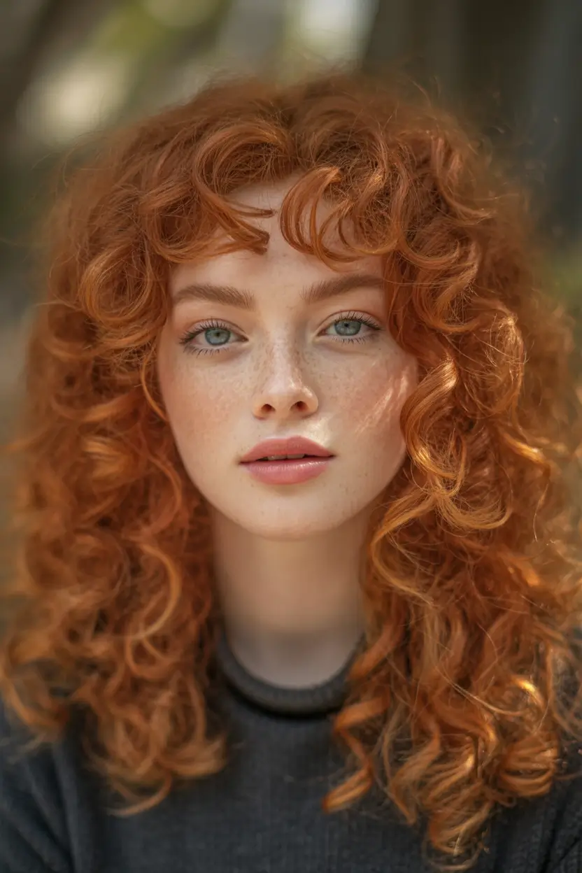 autumn fall haircuts Fiery Red Curls with Autumn Glow