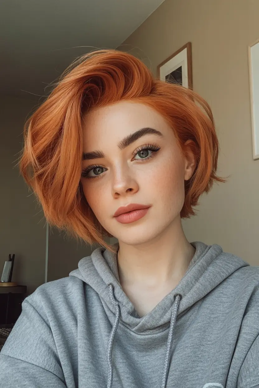 autumn fall haircuts Copper Bob with Volume