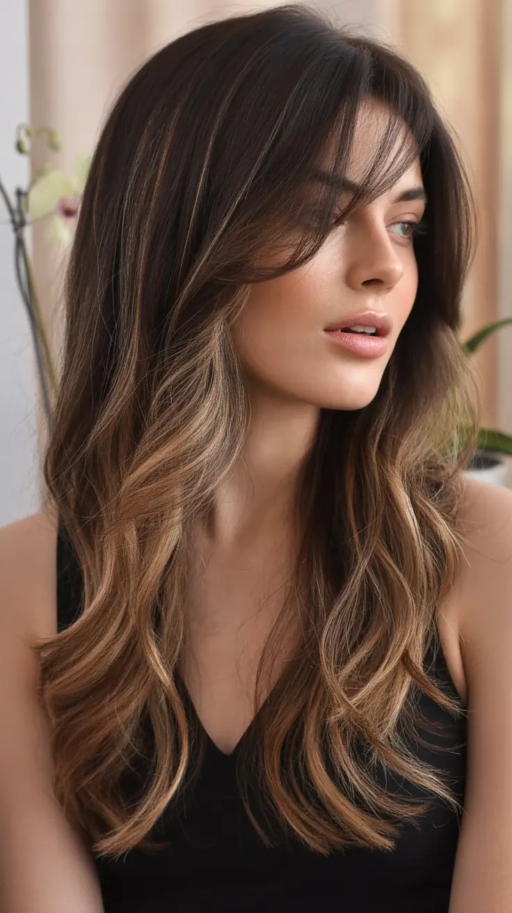 autumn fall haircuts Long Layers with Soft Highlights