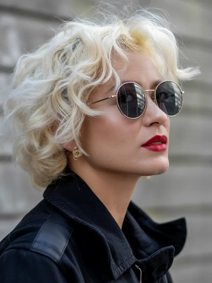 autumn fall haircuts Classic Blonde Curls with Retro Vibe