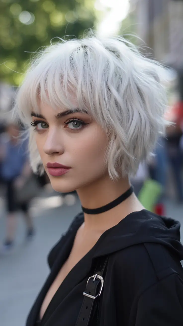 autumn fall haircuts Frosted Shag with Feathered Bangs