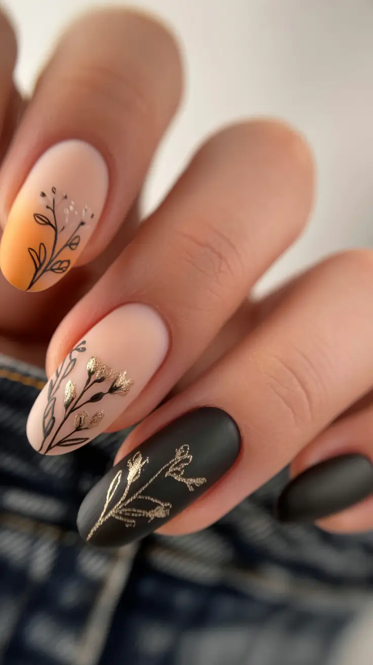 autumn nails designs Botanical Noir