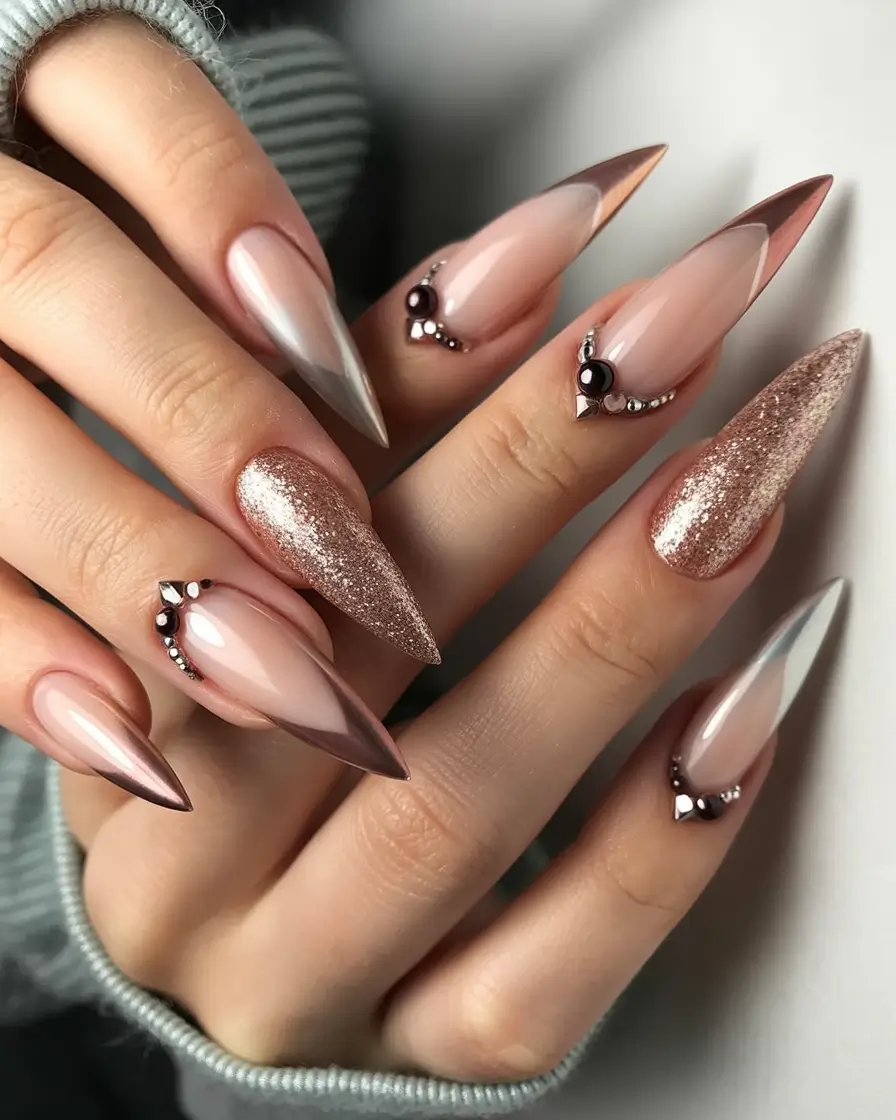 autumn nails designs Rose Gold Drama