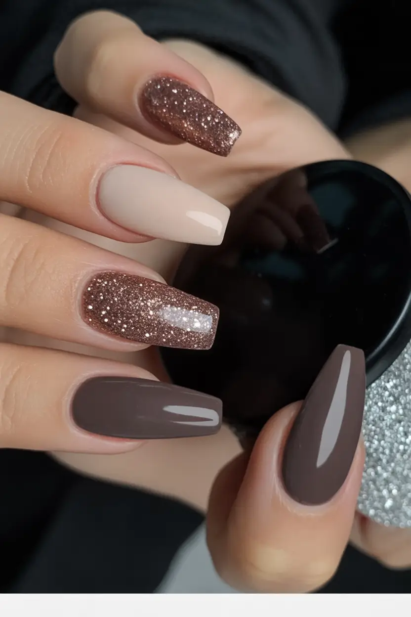 autumn nails designs Mocha Square Sophistication