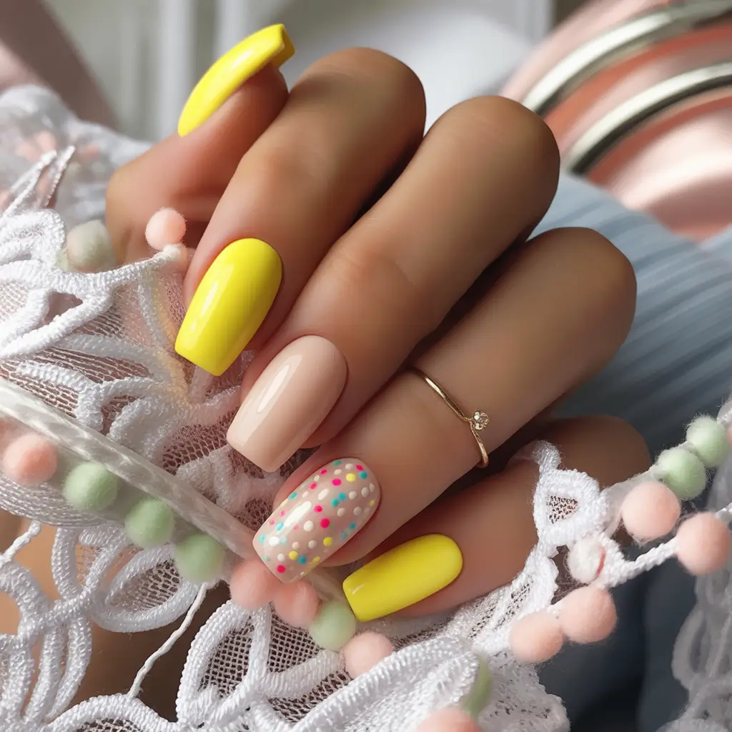 autumn nails designs Yellow Pop Confetti