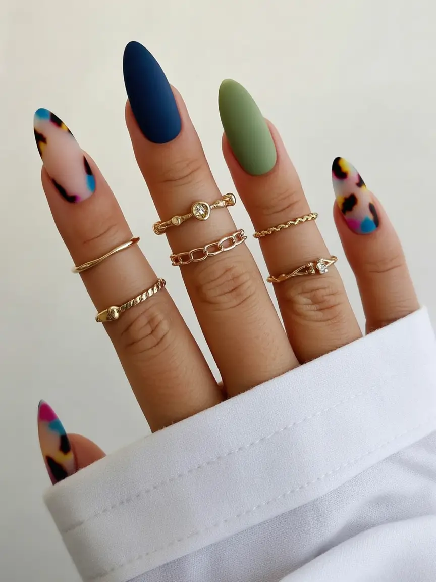 autumn nails designs Matte Leopard Fusion