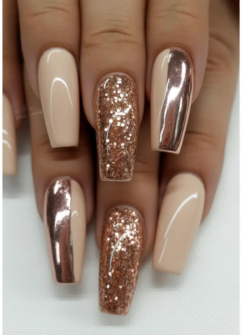 autumn nails designs Rose Chrome Luxe