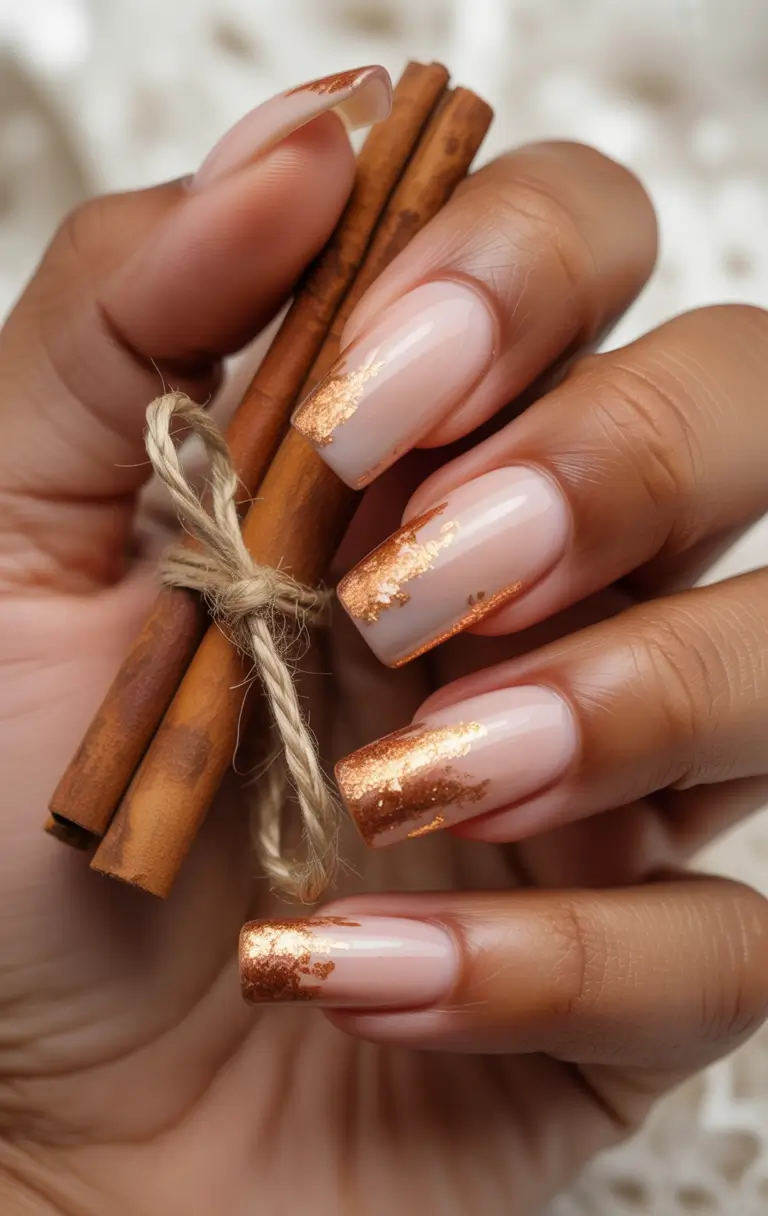 autumn nails designs Copper Leaf Elegance
