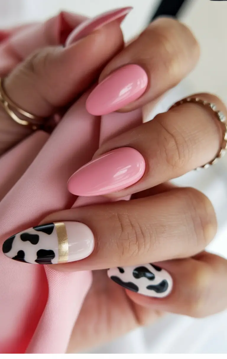 autumn nails designs Modern Pink Meets Leopard