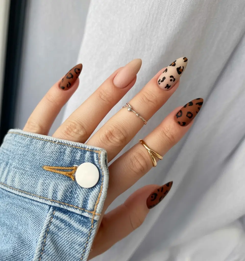 autumn nails designs Leopard Matte Chic