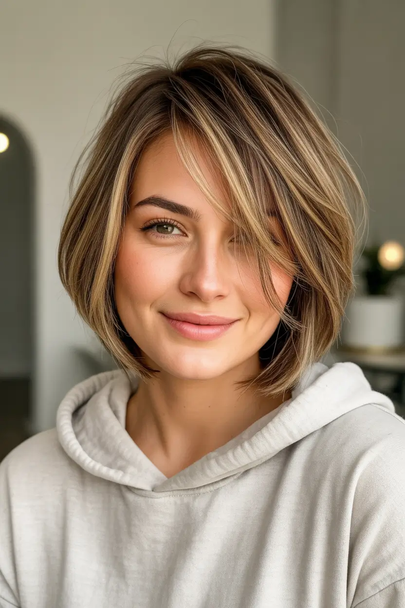 Medium bob Fall haircut with bangs