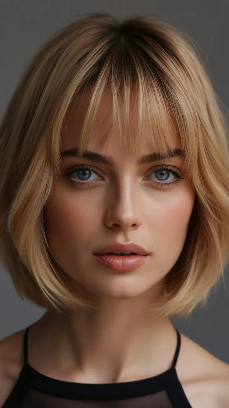 Shoulder length bob Fall haircut with bangs