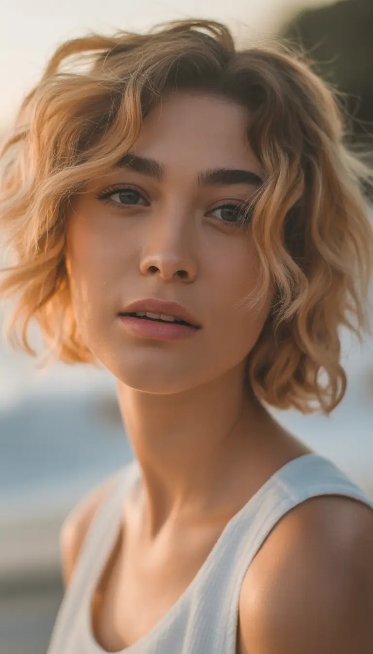 Short wavy Fall haircut with bangs