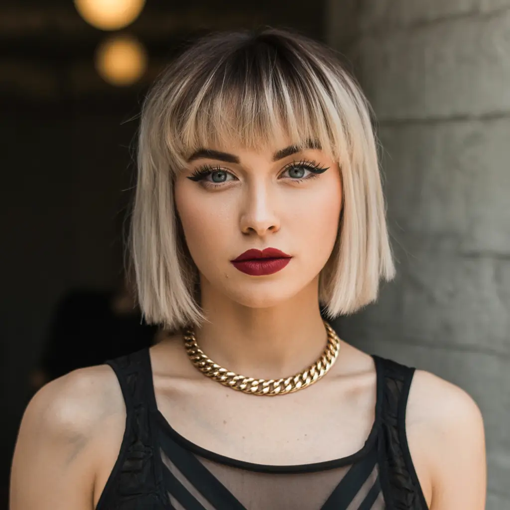 Straight bob Fall haircut with bangs