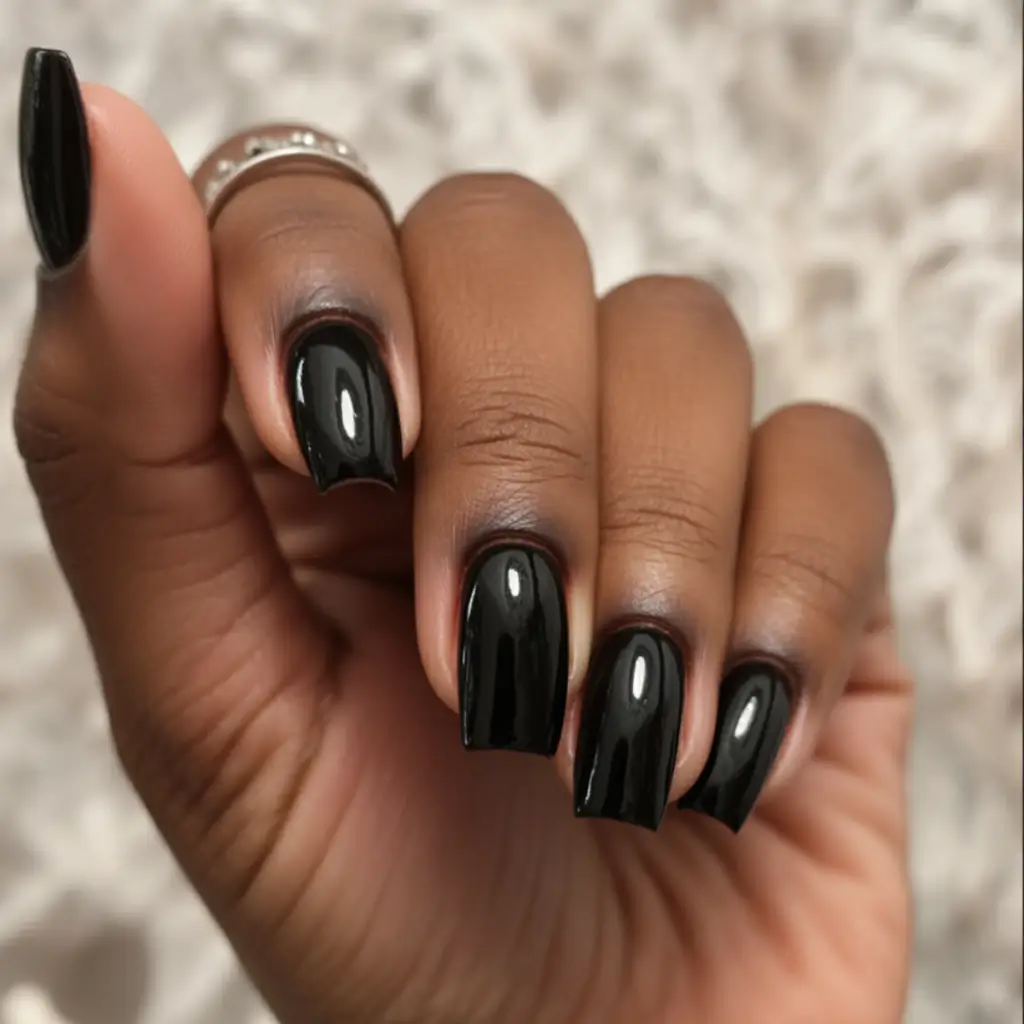 Popular Fall Nail Colors Glossy Jet Black