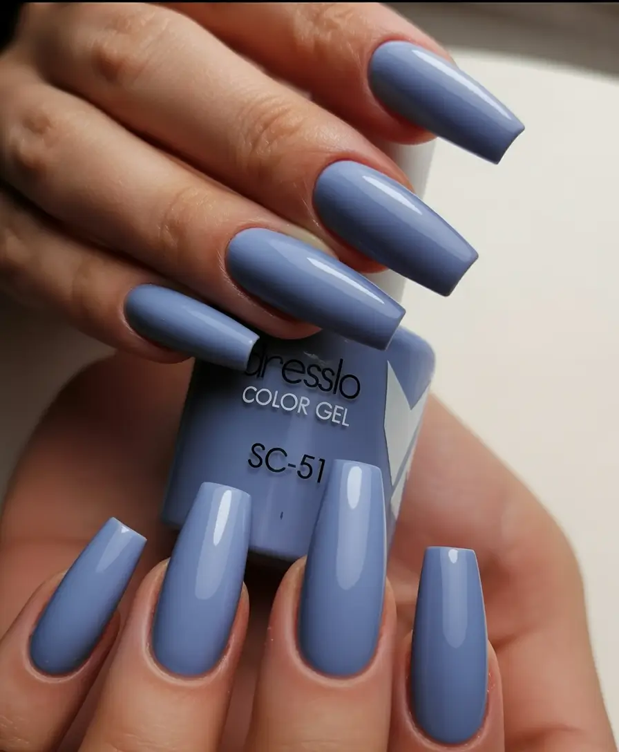 Popular Fall Nail Colors Smoky Denim Blue
