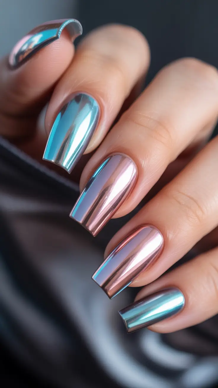 Popular Fall Nail Colors Metallic Chrome Split