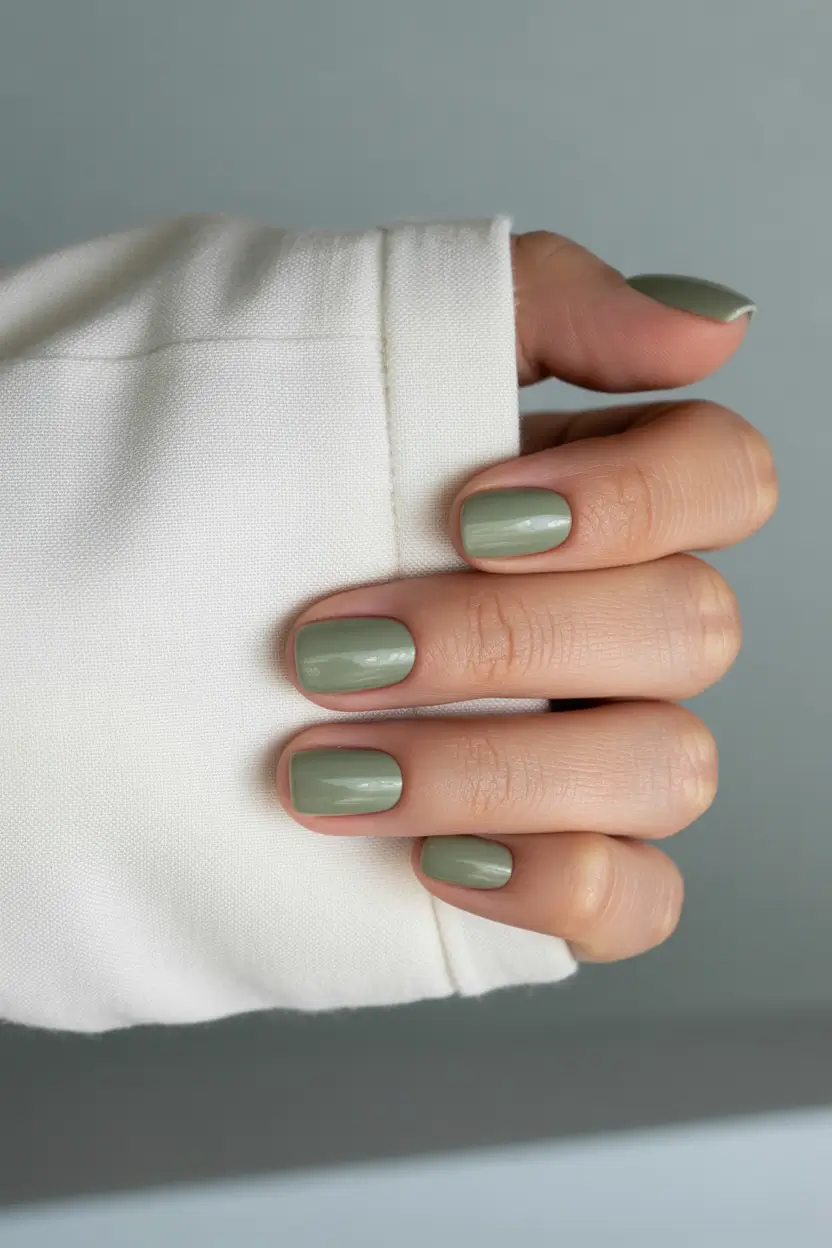 Popular Fall Nail Colors Muted Sage Green