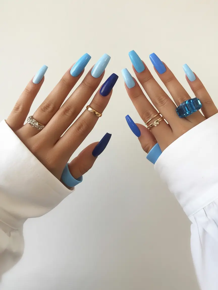 Popular Fall Nail Colors Blue Gradient Play