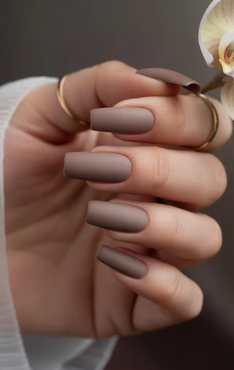 brown fall nails Velvety Matte Mocha