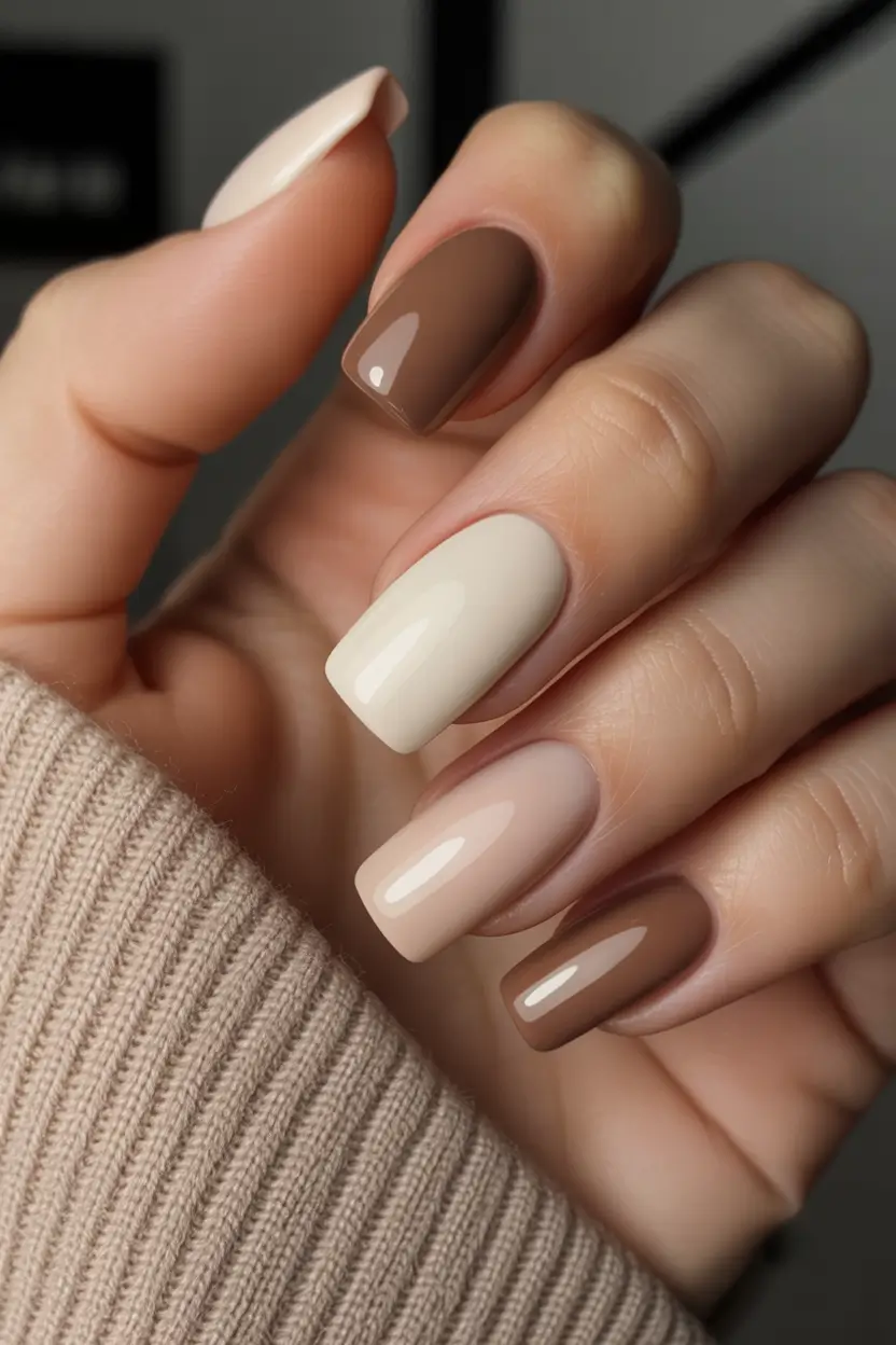 brown fall nails Neutral Gradient Elegance