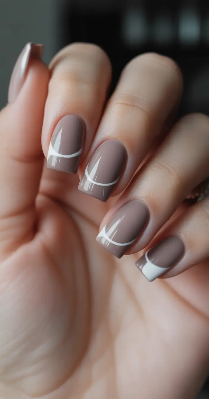 brown fall nails Modern French Twist