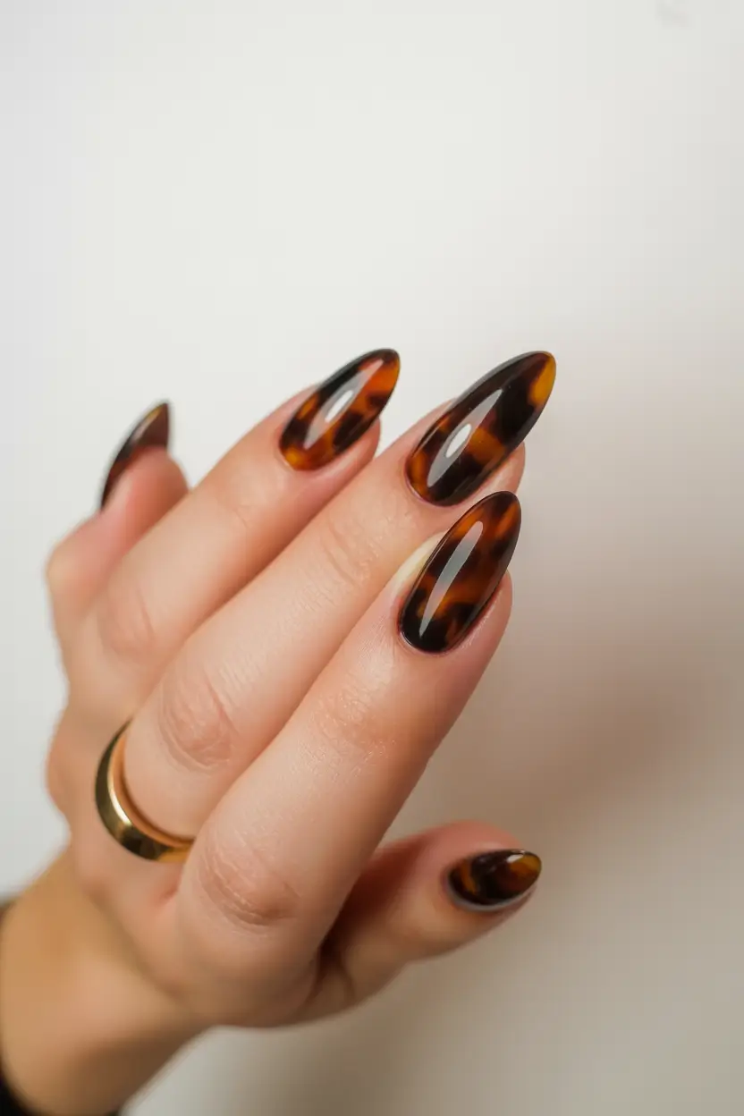 brown fall nails Tortoiseshell Fantasy