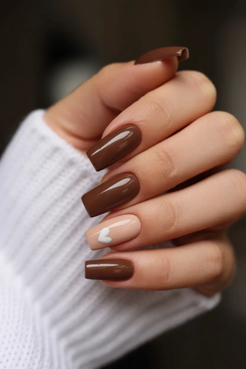 brown fall nails Chocolate Love Story