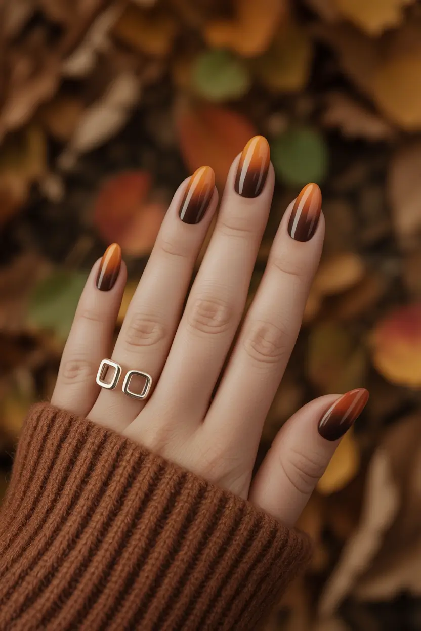 fall acrylic nails Toasted Ombre with Autumn Gradient