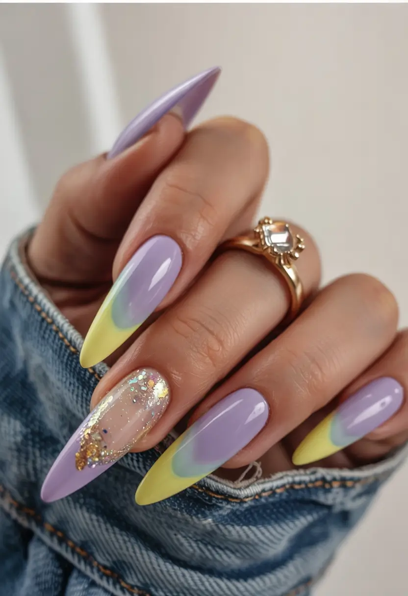 fall acrylic nails Pastel Twist with Glitter Accent