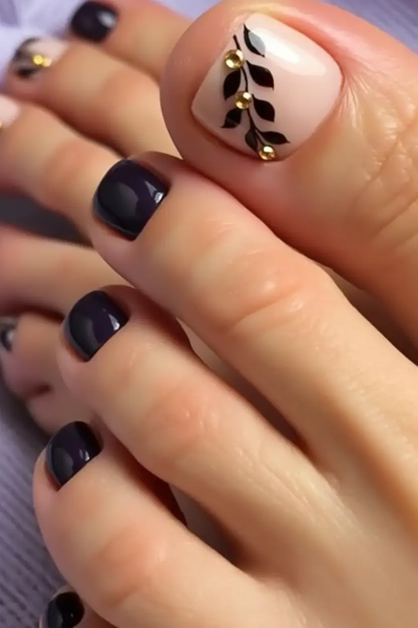 Fall Toe Nail Night Garden Elegance