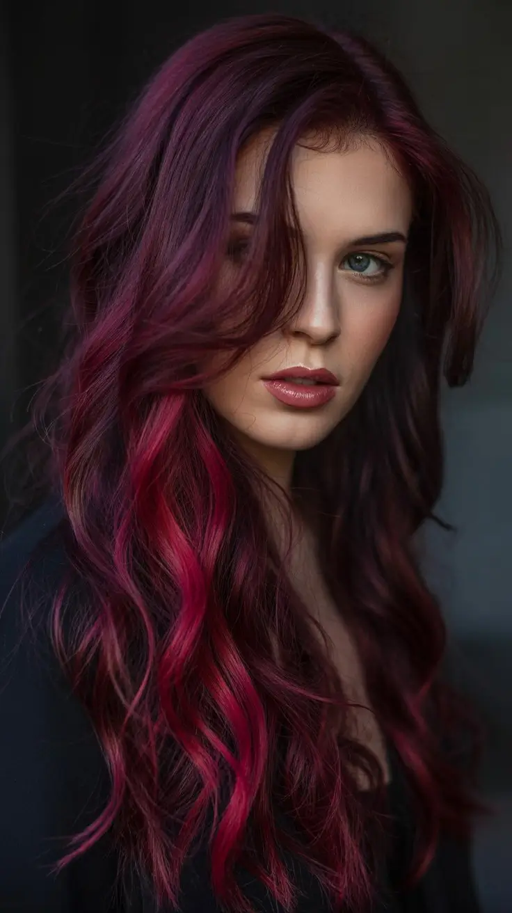 Vibrant Burgundy with Pink-Toned Highlights