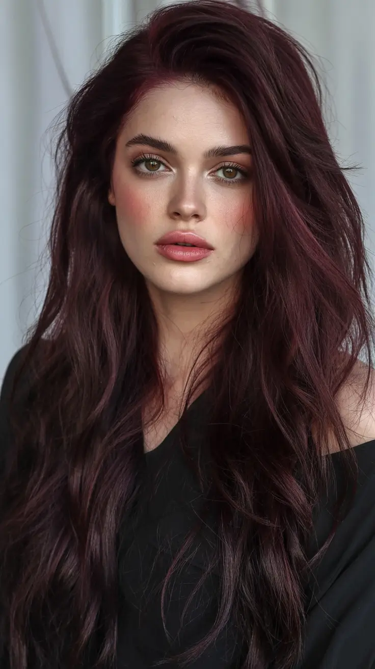 burgundy autumn fall hair colors Deep Wine Burgundy with Subtle Layers