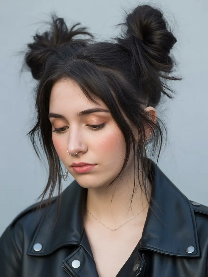 easy fall hairstyles Messy Buns with an Edge