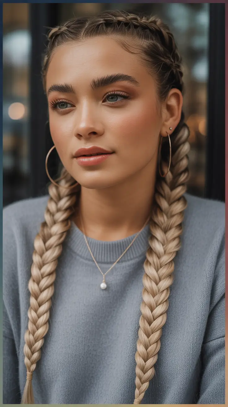 easy fall hairstyles Classic Dutch Braids with a Glossy Finish