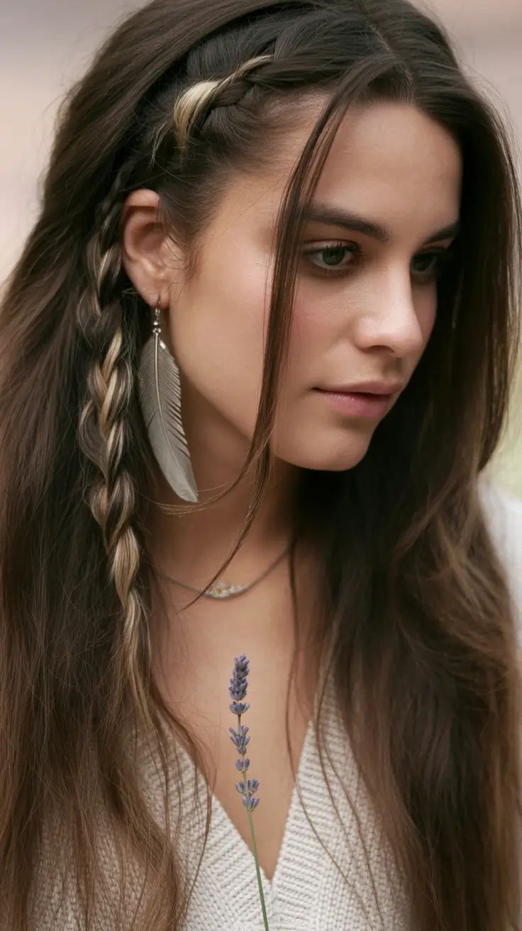 easy fall hairstyles Boho Accent Braid with Soft Contrast