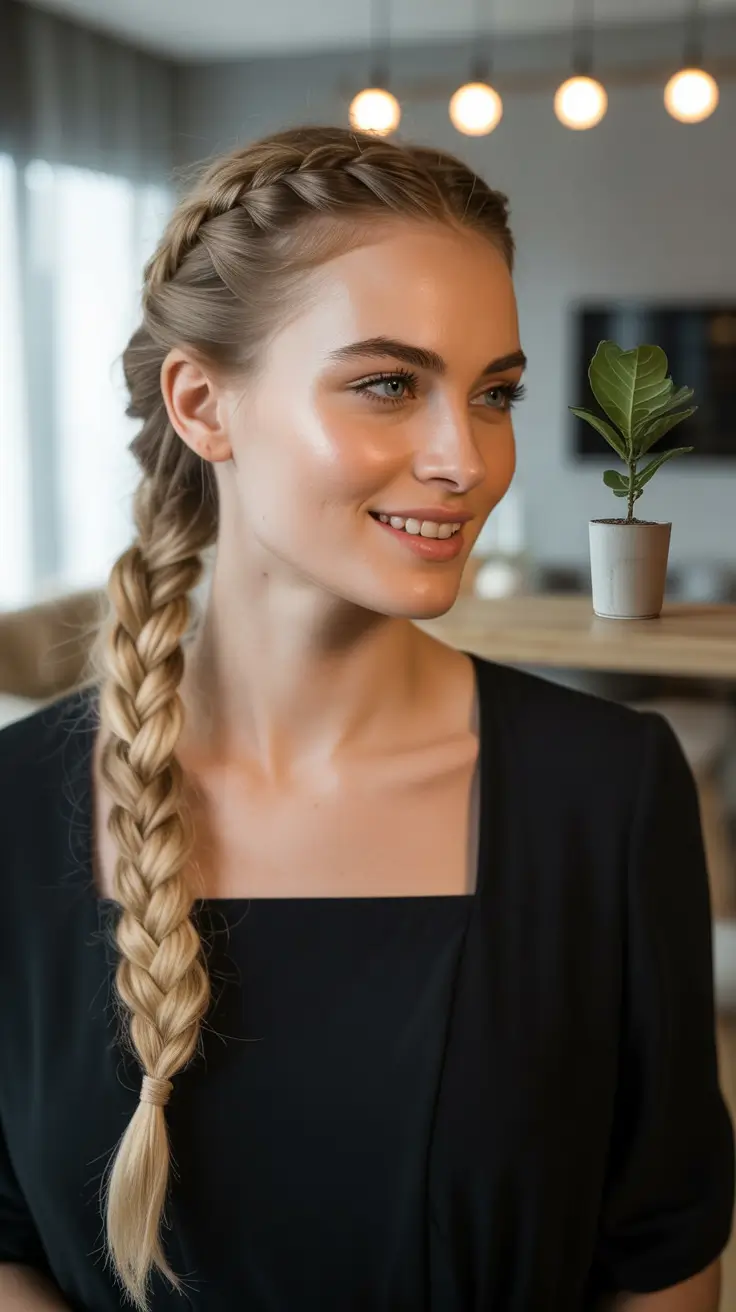 easy fall hairstyles Crown to Casual: A Milkmaid Braid with a Relaxed Twist