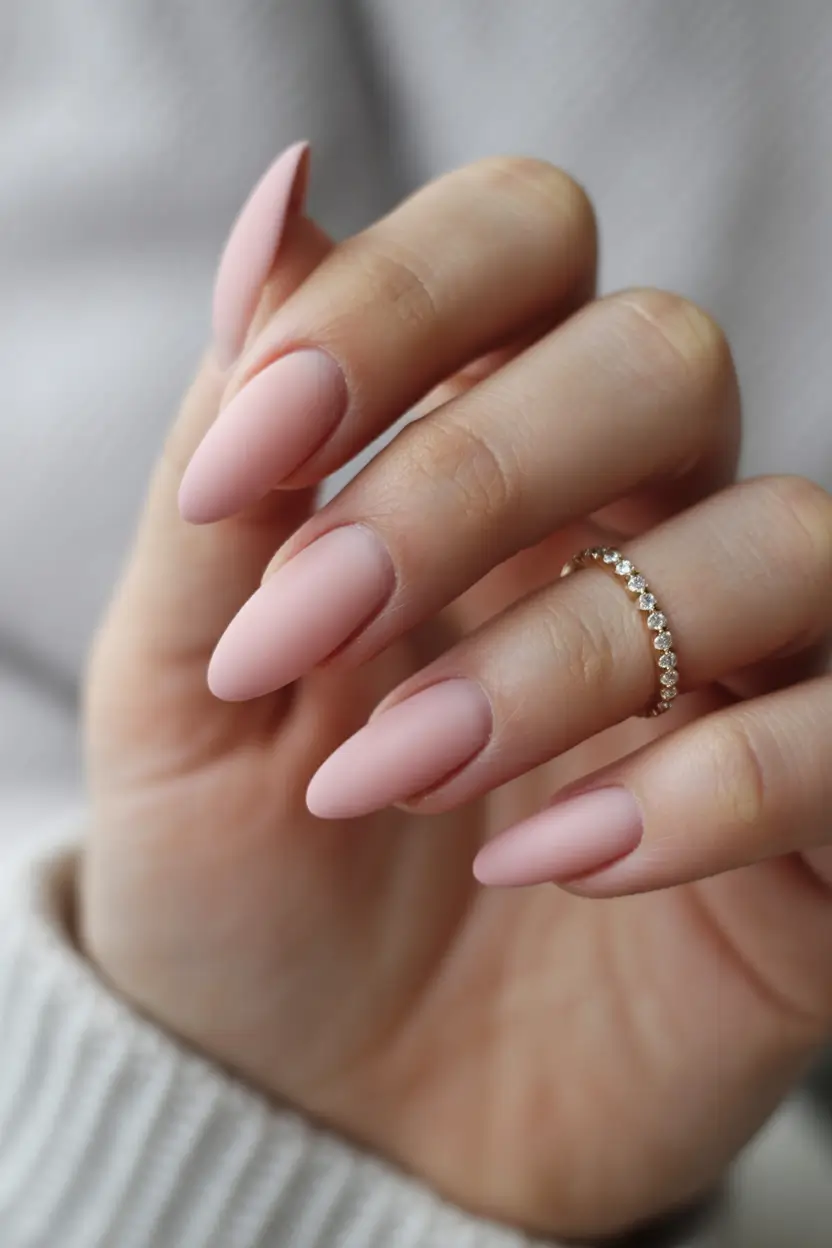 neutral fall nails Matte Baby Pink Softness