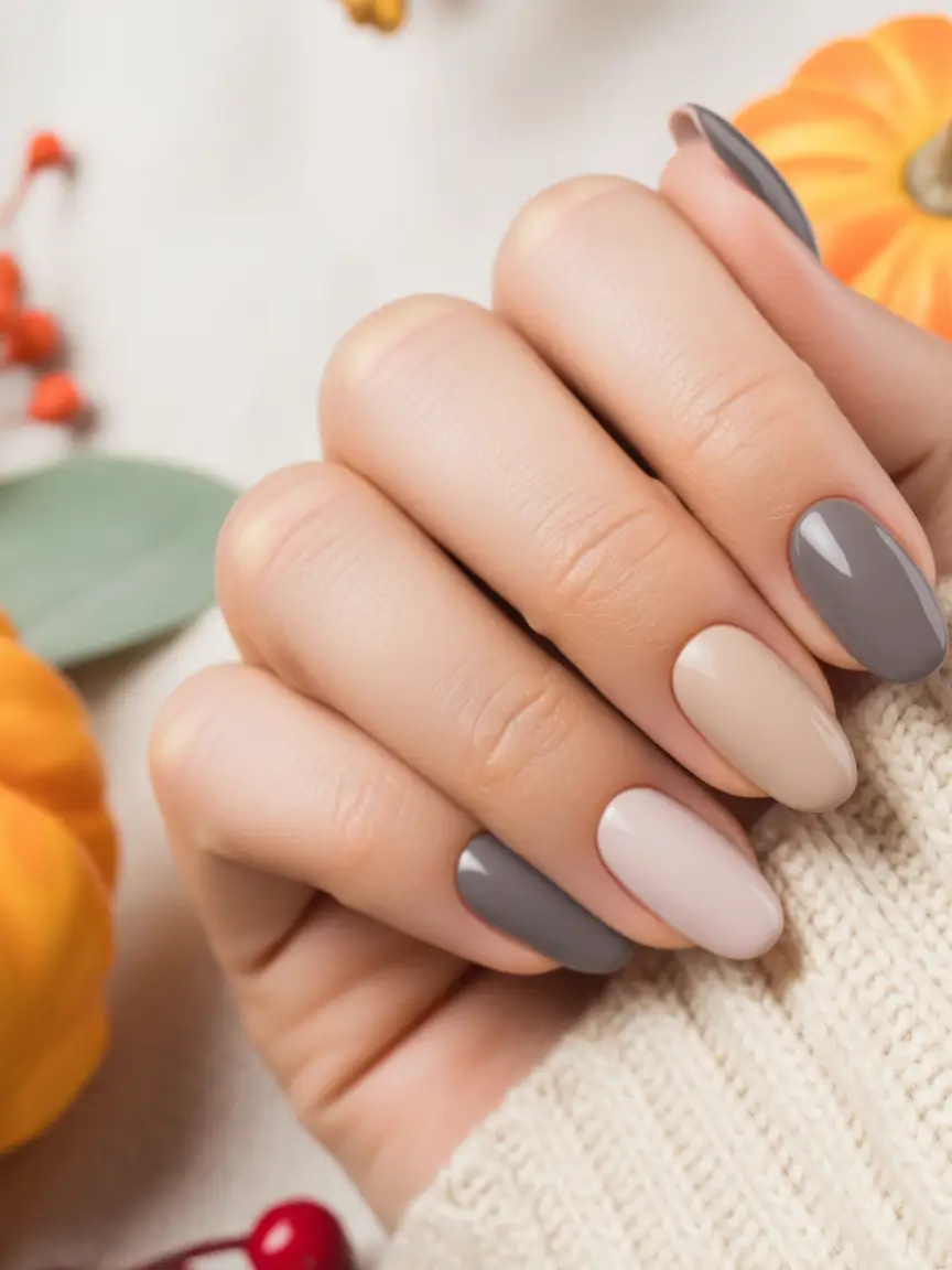 neutral fall nails Autumn Mix and Match