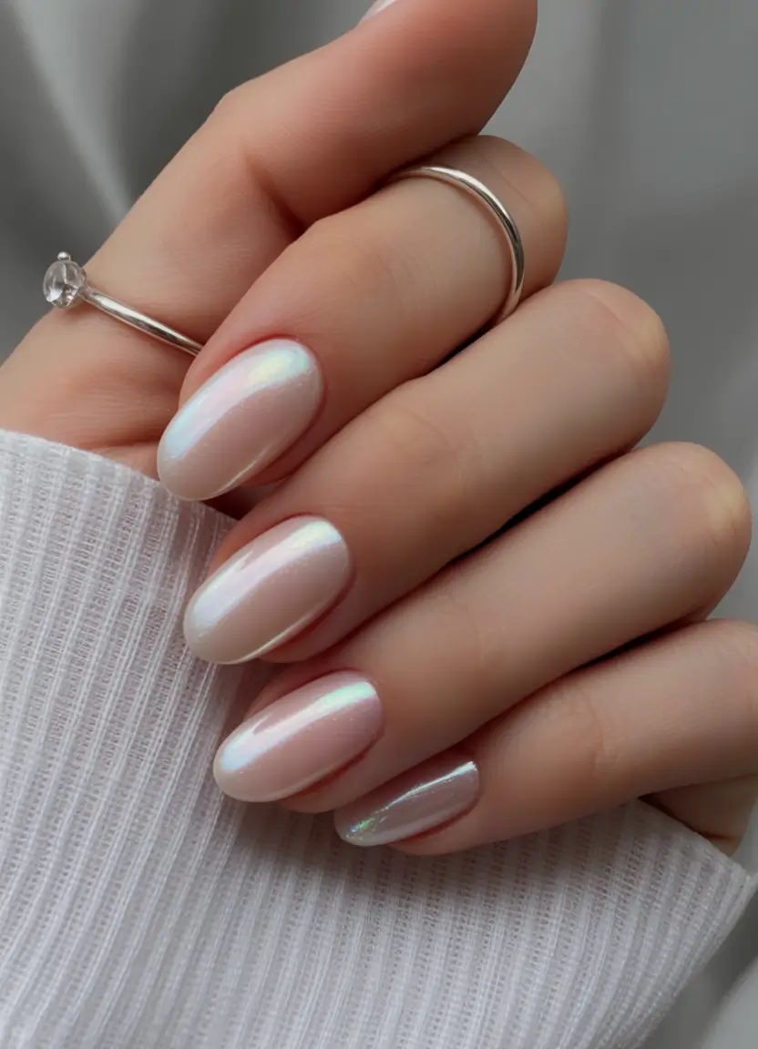neutral fall nails Pearly Iridescent Glow