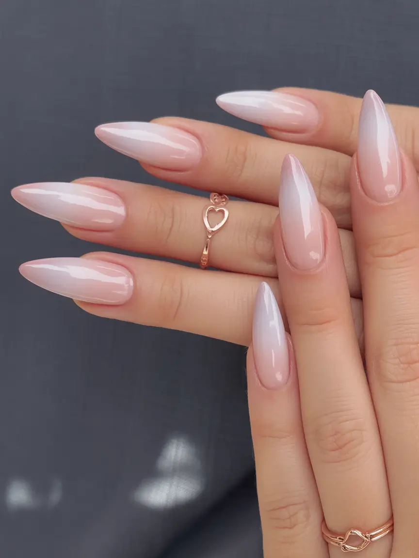 neutral fall nails Soft Ombre Almonds