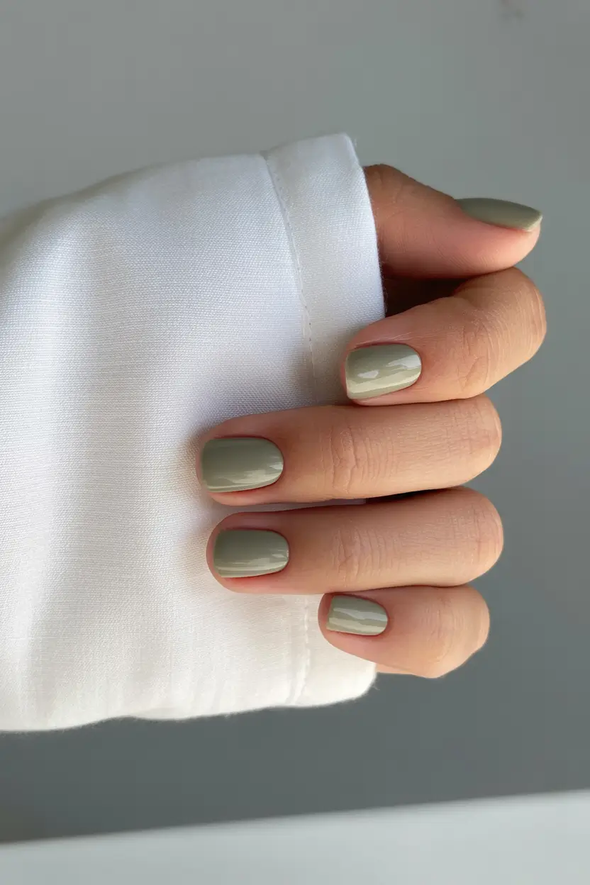 neutral fall nails Sage Green Minimalism