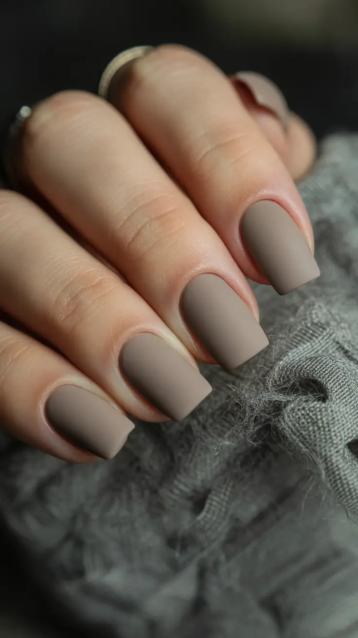 neutral fall nails Matte Taupe Squares