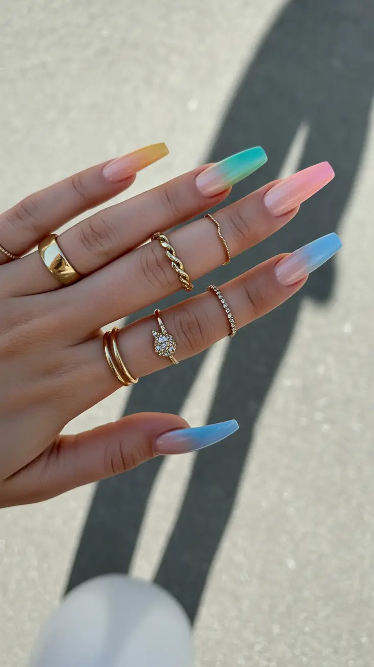 fall coffin nail - Airbrushed Sorbet Tips