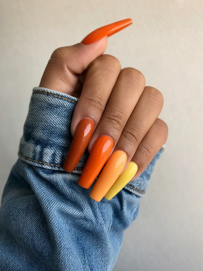 fall coffin nail - Harvest Ombre Skittle