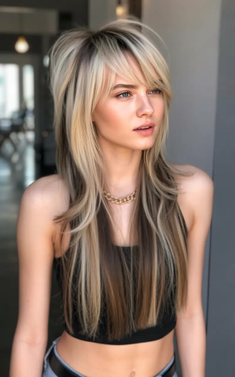 2025 short Modern Layered Shag with Dimensional Blonde