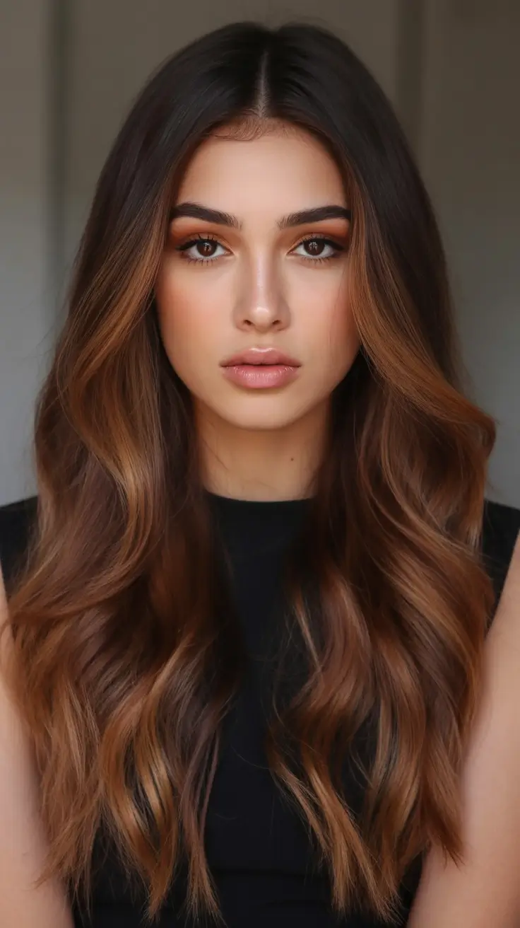 Hair 2025 Bronzed Walnut Waves with Center Part